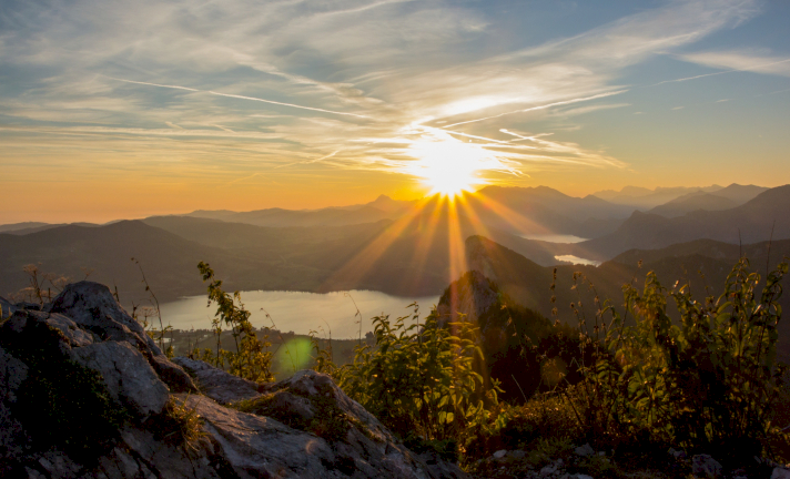 Austrian landscape with mountains and lake