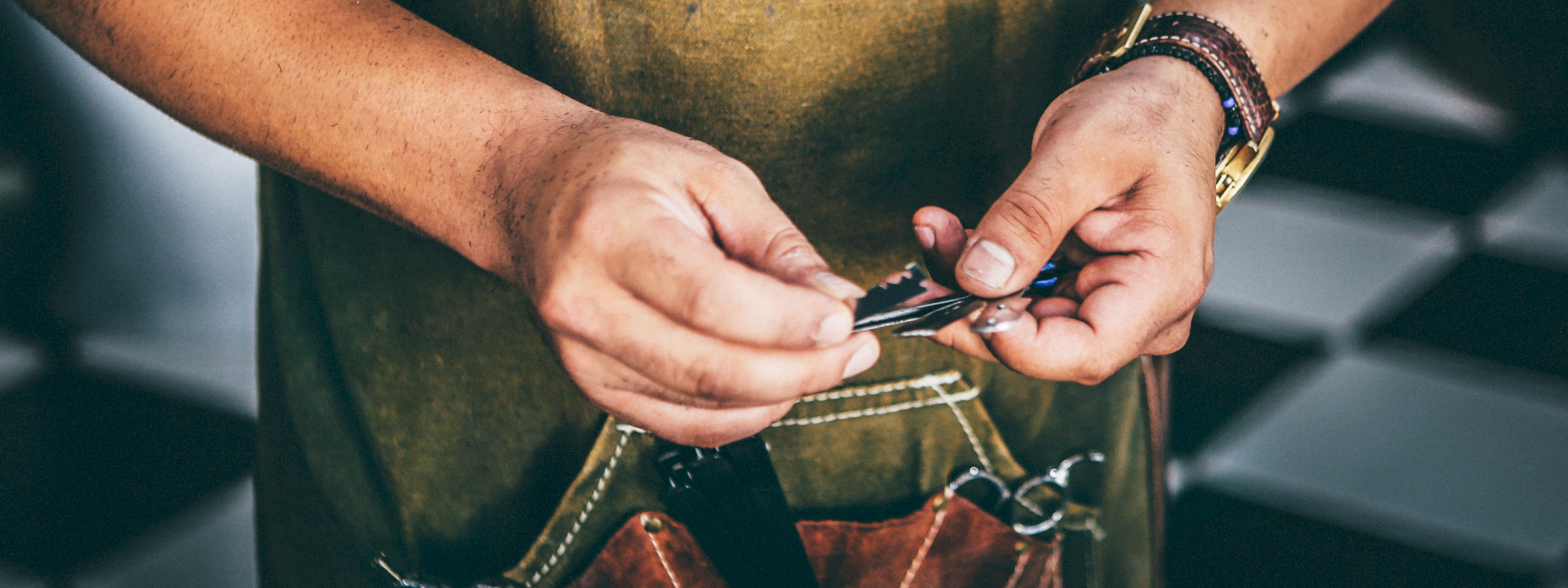 Man working with his hands