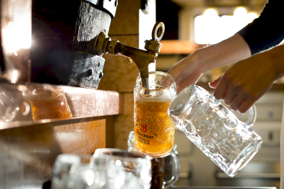 Tapping traditional German beer